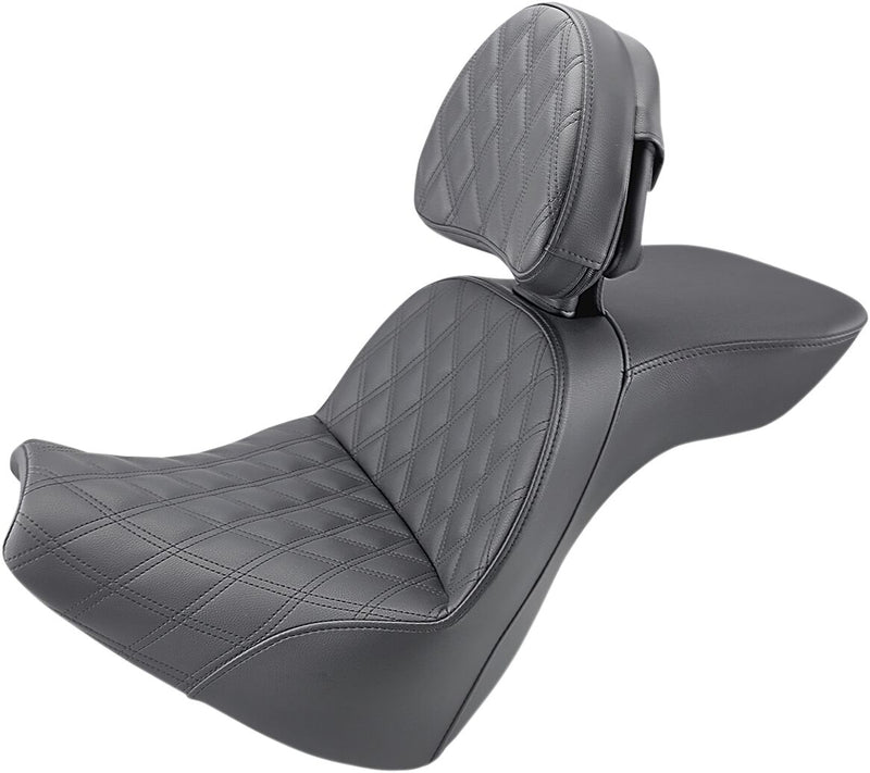 Saddlemen Explorer Lattice Stitch Touring Seat w/Driver Backrest for 2018-2019 Harley-Davidson Softail Breakout - FXBR and 2018-2020 Harley-Davidson Softail Breakout 114 - FXBRS Motorcycles Black #818-31-030LS