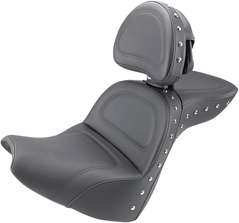 Saddlemen Explorer Special Seat With Driver's Backrest in Black With Chrome Studs For 2018-2022 Softail Breakout Models