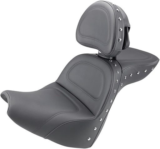 Saddlemen Explorer Special Seat With Driver's Backrest in Black With Chrome Studs For 2018-2022 Softail Breakout Models