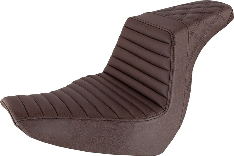 Saddlemen Brown Rear Lattice Stitch Tuck N Roll Seat for 2018 Harley-Davidson Softail Sport Glide - FLSB and 2018 Harley-Davidson Softail Low Rider - FXLR Motorcycles #818-29-176BR
