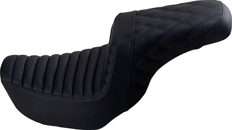 Saddlemen Black Rear Lattice Stitch Tuck N Roll Seat for 2006-2017 Harley-Davidson Dyna Motorcycles #806-04-176