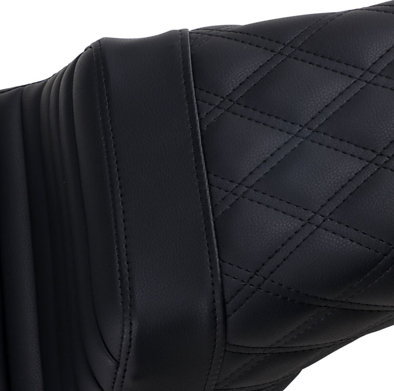 Saddlemen Black Rear Lattice Stitch Tuck N Roll Seat for 2006-2017 Harley-Davidson Dyna Motorcycles