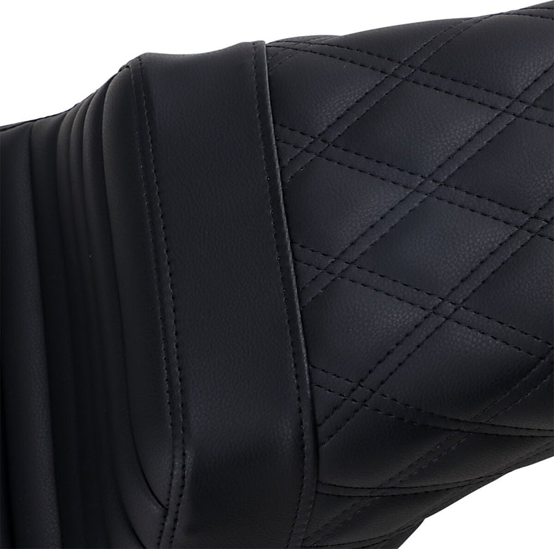 Saddlemen Black Rear Lattice Stitch Tuck N Roll Seat for 2006-2017 Harley-Davidson Dyna Motorcycles