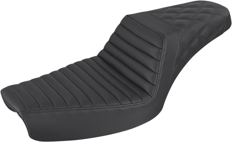 Saddlemen Black Rear Lattice Stitch Tuck N Roll Seat for 1996-2003 Harley-Davidson Dyna Motorcycles #896-04-176