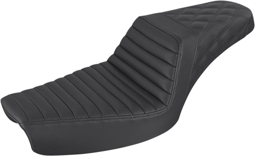 Saddlemen Black Rear Lattice Stitch Tuck N Roll Seat for 1996-2003 Harley-Davidson Dyna Motorcycles