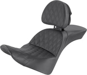 Saddlemen Black Explorer Lattice Stitched Seat w/Driver Backrest for 2018-2026 Harley-Davidson Softail Motorcycles #818-33-030LS