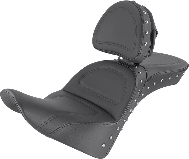 Saddlemen Front Explorer Special 2 Up Seat w/Driver Backrest for 2018-2026 Harley-Davidson Softail Motorcycles Black| Chrome #818-33-040