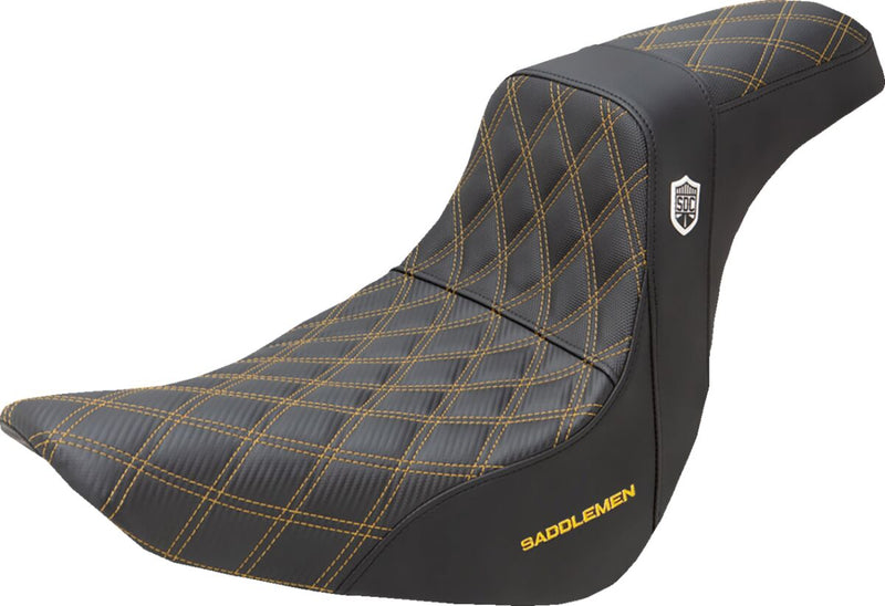 Saddlemen Pro Series SDC Performance Gripper Seat With Gold Stitching For Harley-Davidson 2018-2025 Softail FLSB Sport Glide & FXLRS/FXLRST Low Rider S/ST Models