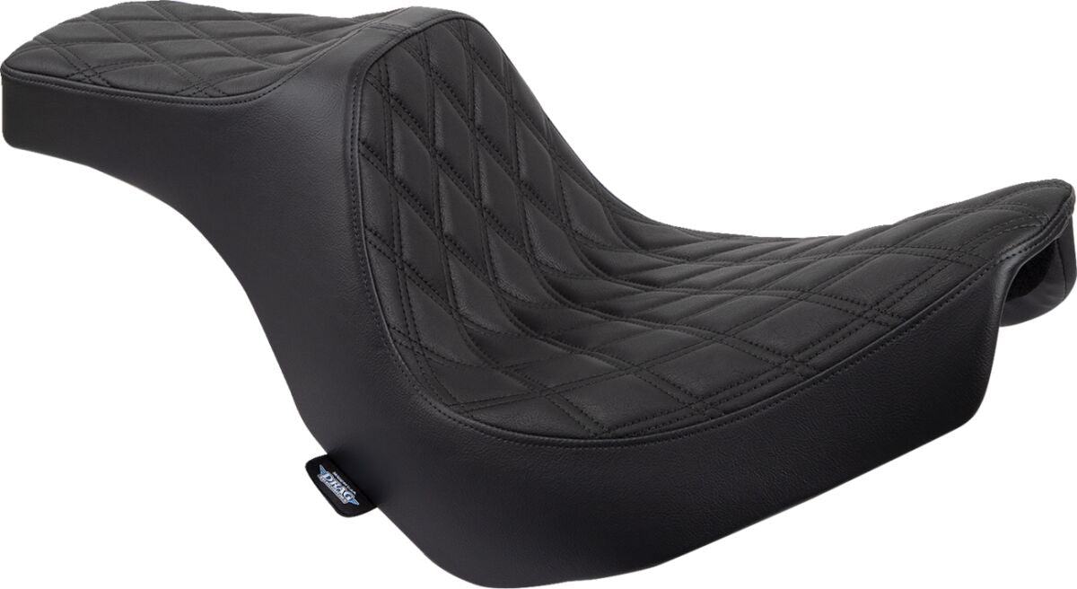 Drag Specialties Predator III Double Diamond Black Stitched Seat For Harley Davidson 2018-2024 Softail FXLR Low Rider & FLSB Sport Glide Models