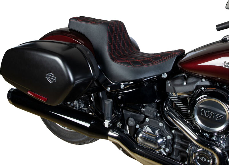 Drag Specialties Seats Predator III Seat Black 2-Up Seat Vinyl Black| Red #0802-1492
