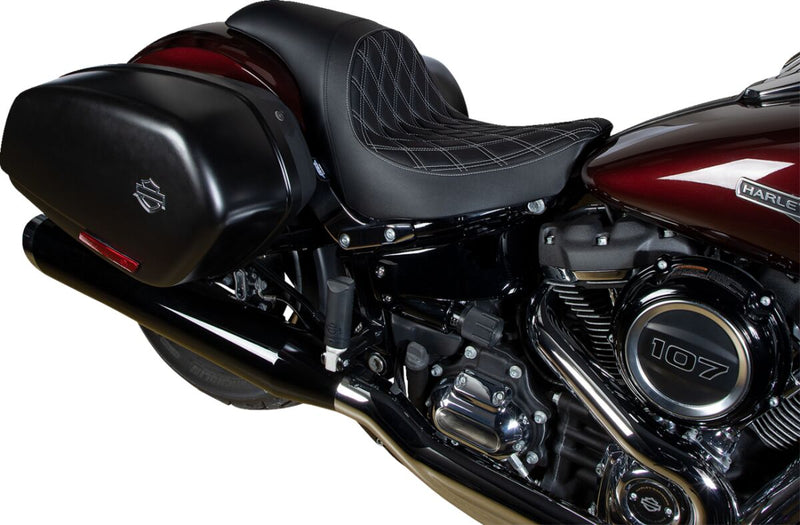 Drag Specialties Seats Predator Seat Black Silver Leather Vinyl Each