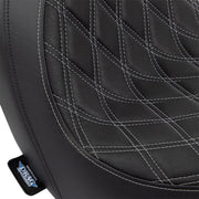 Drag Specialties Seats Predator Seat Black Silver Leather Vinyl Each