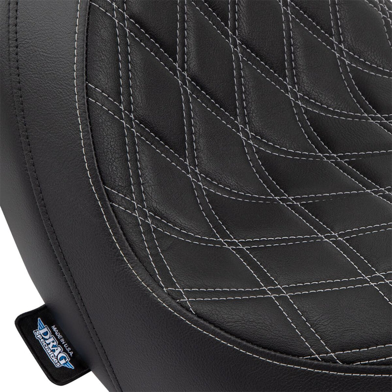 Drag Specialties Seats Predator Seat Black Silver Leather Vinyl #0802-1518
