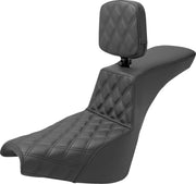 Saddlemen Front Lattice Stitch Tour Step Up Seat w/Rider Backrest for 2018-2026 Harley-Davidson Softail Motorcycles