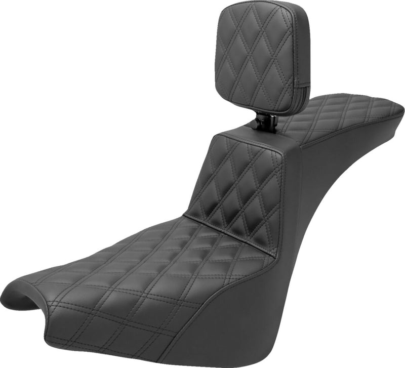 Saddlemen Full Lattice Stitch Step Up Seat w/Rider Backrest for 2018-2026 Harley-Davidson Softail Motorcycles