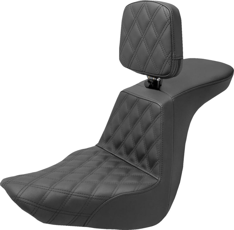 Saddlemen Front Lattice Stitch Tour Step Up Seat w/Rider Backrest for 2018-2026 Harley-Davidson Softail Motorcycles