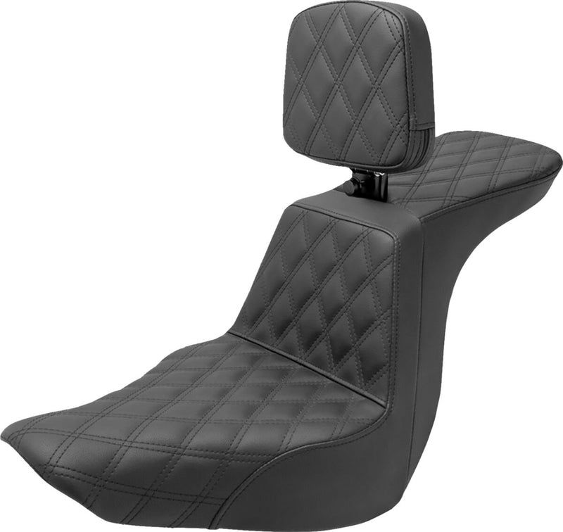 Saddlemen Full Lattice Stitch Step Up Seat w/Rider Backrest for 2018-2026 Harley-Davidson Softail Motorcycles