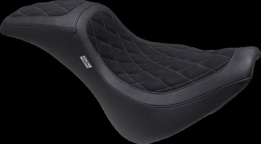 Mustang Kodlin Signature Series Fastback™ Seat for 2018-2024 Harley-Davidson Black Grey 2-Up Seat One-Piece Polyester Polyurethane