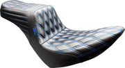 Le Pera Tailwhip Seat for 2018-2025 Harley-Davidson Black Blue 2-Up Seat BikerTec #LYR-580DD-BE01