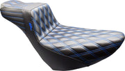 Le Pera Tailwhip Daddy Long Legs Seat for 2018-2025 Harley-Davidson Black Blue 2-Up Seat BikerTec