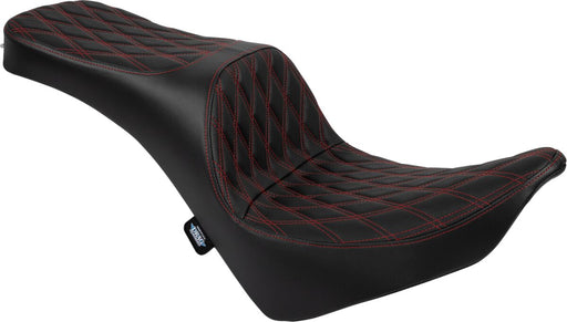 Drag Specialties Seats Freedom Touring Seat for 2018-2025 Harley-Davidson Black Red 2-Up Seat Vinyl