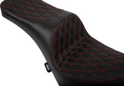 Drag Specialties Seats Freedom Touring Seat for 2018-2025 Harley-Davidson Black Red 2-Up Seat Vinyl Each
