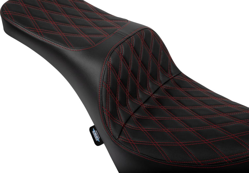 Drag Specialties Seats Freedom Touring Seat for 2018-2025 Harley-Davidson Black Red 2-Up Seat Vinyl Each