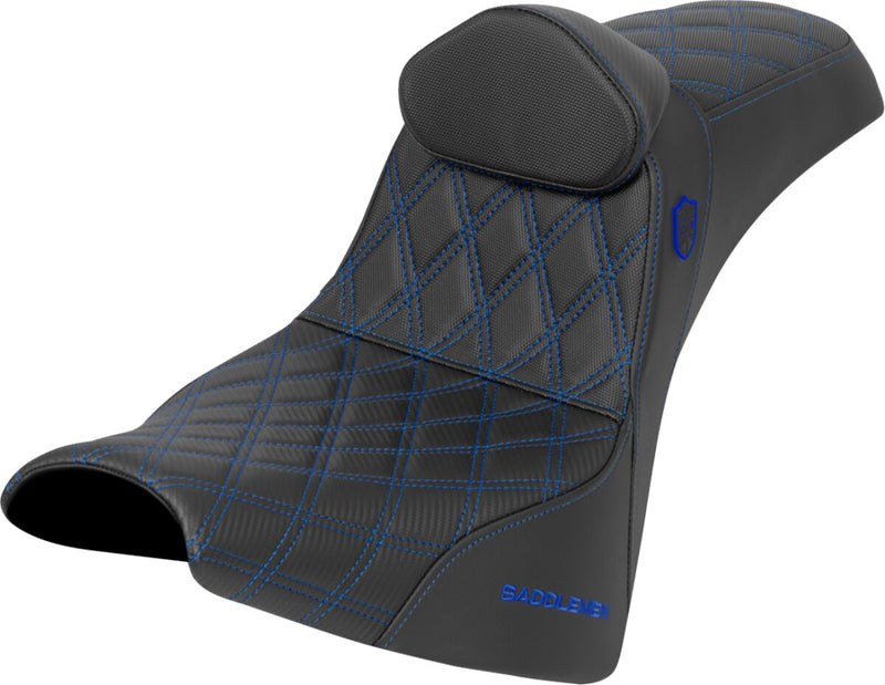 Saddlemen Pro Series SDC Performance Grip Seat for 2018-2026 Harley-Davidson Black Blue 2-Up Seat Saddlehyde™