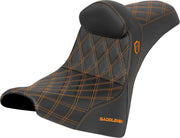 Saddlemen Pro Series SDC Performance Grip Seat for 2018-2026 Harley-Davidson Black Orange 2-Up Seat Saddlehyde™