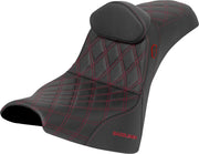 Saddlemen Pro Series SDC Performance Grip Seat for 2018-2026 Harley-Davidson Black Red 2-Up Seat Saddlehyde™