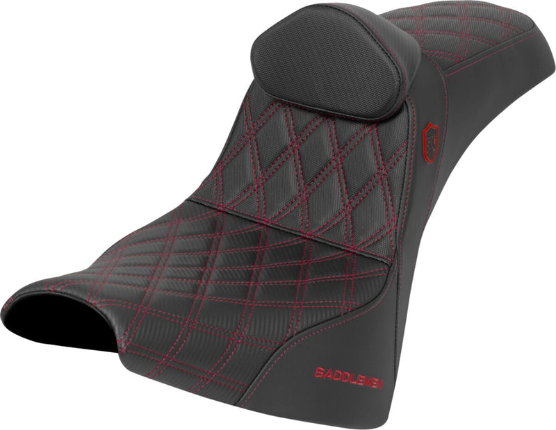 Saddlemen Pro Series SDC Performance Grip Seat for 2018-2026 Harley-Davidson Black Red 2-Up Seat Saddlehyde™ #SC81830DB4