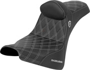 Saddlemen Pro Series SDC Performance Grip Seat for 2018-2026 Harley-Davidson Black Silver 2-Up Seat Saddlehyde™