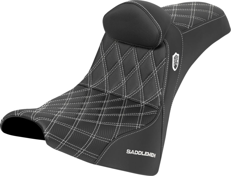 Saddlemen Pro Series SDC Performance Grip Seat for 2018-2026 Harley-Davidson Black White 2-Up Seat Saddlehyde™