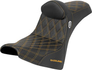 Saddlemen Pro Series SDC Performance Grip Seat for 2018-2026 Harley-Davidson Black Gold 2-Up Seat Saddlehyde™