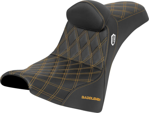 Saddlemen Pro Series SDC Performance Grip Seat for 2018-2026 Harley-Davidson Black Gold 2-Up Seat Saddlehyde™