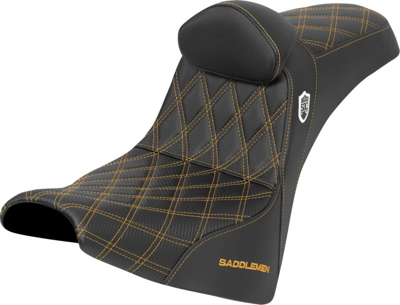 Saddlemen Pro Series SDC Performance Grip Seat for 2018-2026 Harley-Davidson Black Gold 2-Up Seat Saddlehyde™ #SC81830DB7