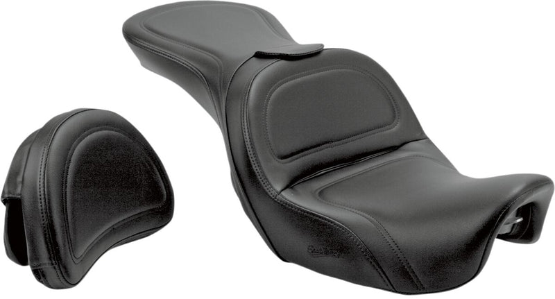 Saddlemen Explorer Seat w/Driver Backrest for 2006-2017 Harley-Davidson Dyna Motorcycles Black #806-04-0301