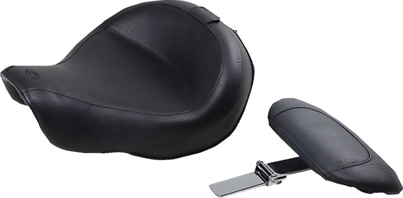 Mustang Wide Solo Seat with Removable Backrest Vintage Black Leather Vinyl