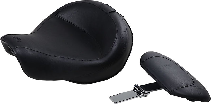 Mustang Wide Solo Seat with Removable Backrest Vintage Black Leather Vinyl #79358
