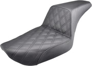 Saddlemen Lattice-Stitch Step-Up Seat for 1996-2003 Harley-Davidson Dyna Super Glide - FXD Motorcycles Black #896-04-172