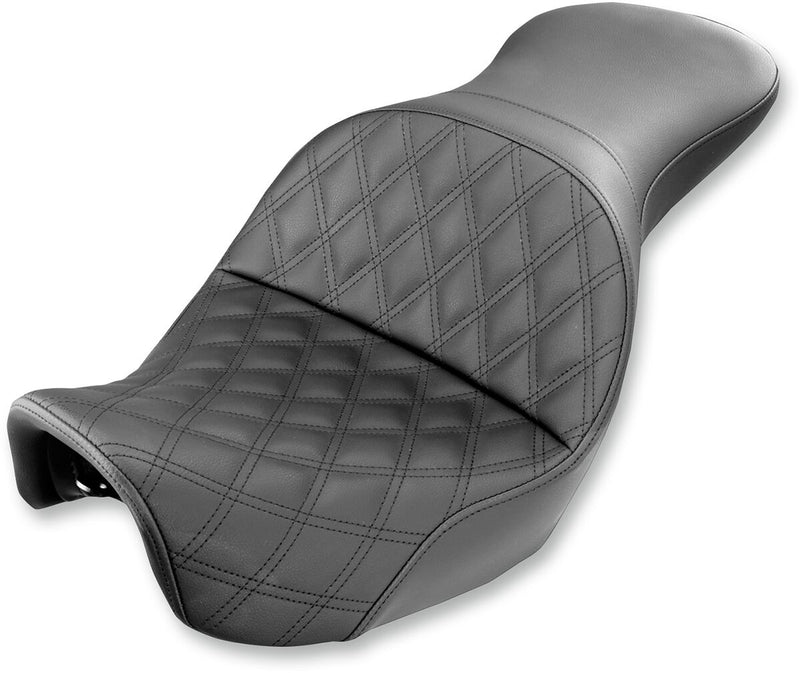Saddlemen Black Explorer Lattice-Stitch Touring Seat for 2006-2017 Harley-Davidson Dyna Motorcycles #806-04-029LS