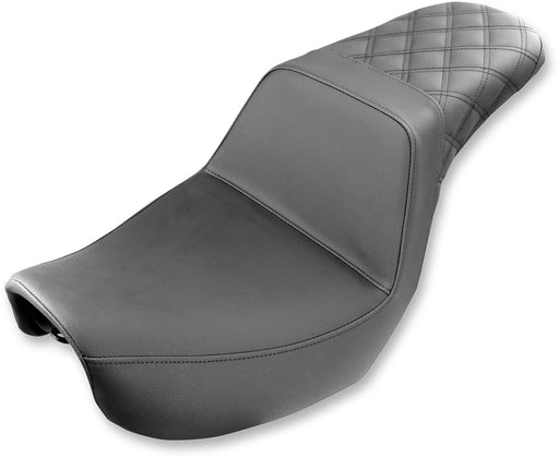 Saddlemen Black Lattice-Stitch Step-Up Seat for 2006-2017 Harley-Davidson Dyna Motorcycles