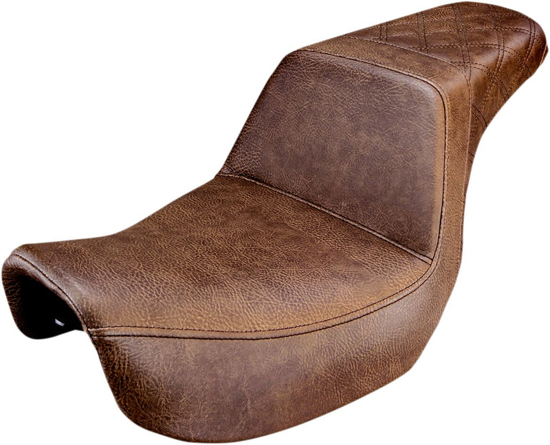 Saddlemen Rear Lattice Stitch Step-Up Seat for 2006-2017 Harley-Davidson Dyna Motorcycles Brown #806-04-173BR