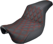 Saddlemen Black Step-Up Latice Stitch Seat w/Red Stitching for 2006-2017 Harley-Davidson Dyna Motorcycles #806-04-172RD