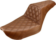 Saddlemen Brown Lattice Stitch Step-Up Seat for 1996-2003 Harley-Davidson Dyna Motorcycles