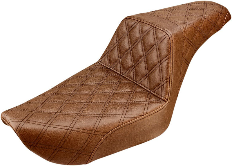 Saddlemen Brown Lattice Stitch Step-Up Seat for 1996-2003 Harley-Davidson Dyna Motorcycles