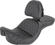 Saddlemen Black Explorer Lattice-Stitch Touring Seat w/Driver Backrest for 2006-2017 Harley-Davidson Dyna Motorcycles #806-04-030LS