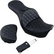 Saddlemen Black Explorer Lattice-Stitch Touring Seat w/Driver Backrest for 2006-2017 Harley-Davidson Dyna Motorcycles #806-04-030LS