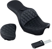Saddlemen Black Explorer Lattice-Stitch Touring Seat w/Driver Backrest for 2006-2017 Harley-Davidson Dyna Motorcycles