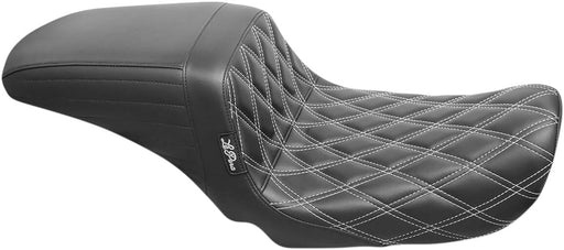 Le Pera KickFlip Double Diamond White Stitched Seat In Black For Harley-Davidson 2006-2017 Dyna Models
